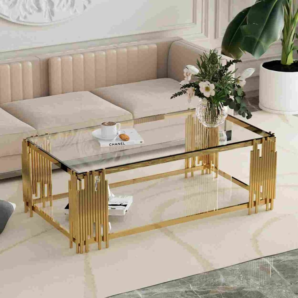 AMALFI GLASS TOP LUXURY COFFEE TABLE
