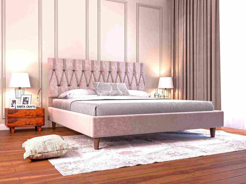 Elara Premium Upholstered Wooden Cot Bed