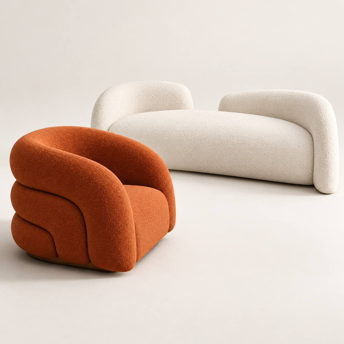 Astoria Bouclé 3-Seater Sofa Set with Lounge Chair & Designer Coffee Table - Image 3