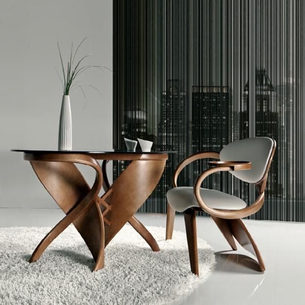 RENZO MODERN SCULPTED WOOD CHAIR