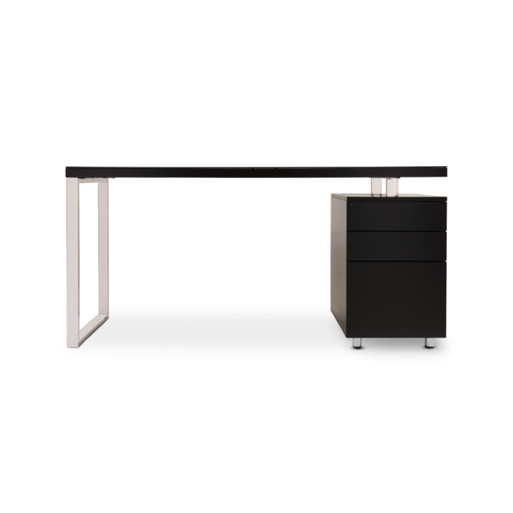 Manchester Office Desk 160cm Black W/Glass