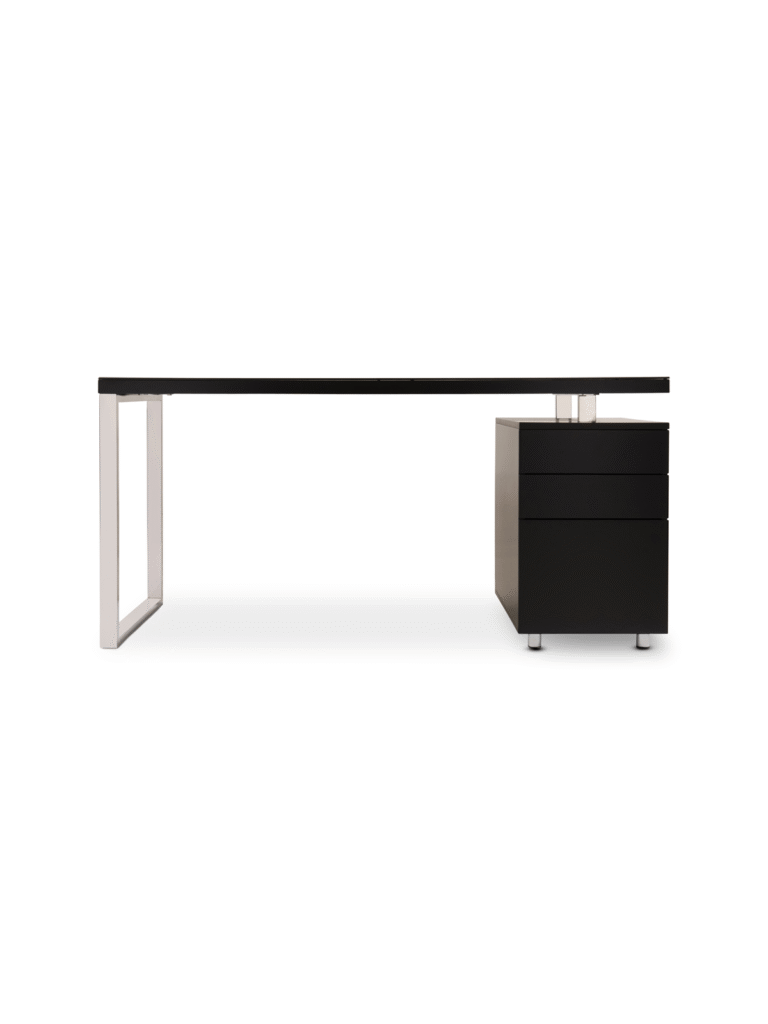 Manchester Office Desk 160cm Black W/Glass