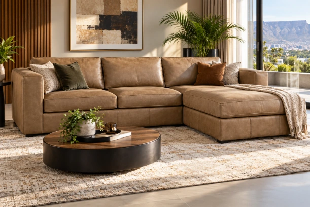 Huxley Corner Couch Kalahari Leather Brown