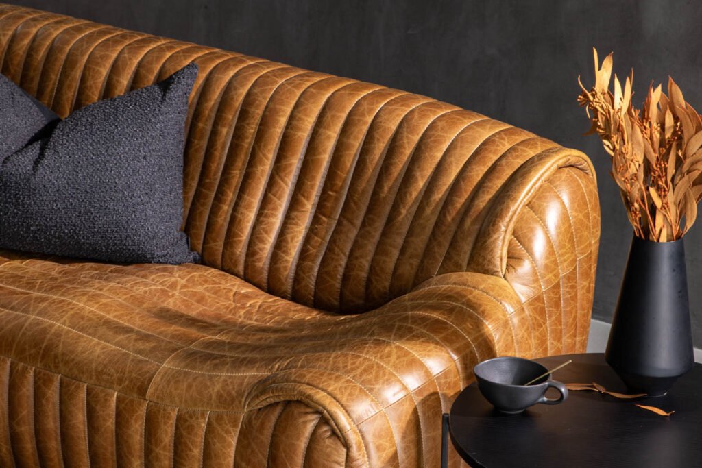 Cuban 3 Seater Leather Couch Tan