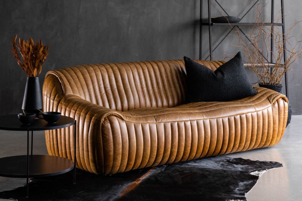 Cuban 3 Seater Leather Couch Tan
