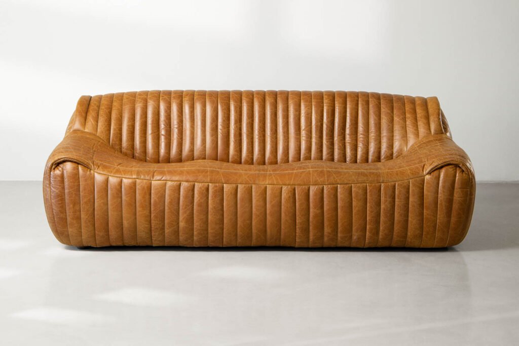 Cuban 3 Seater Leather Couch Tan