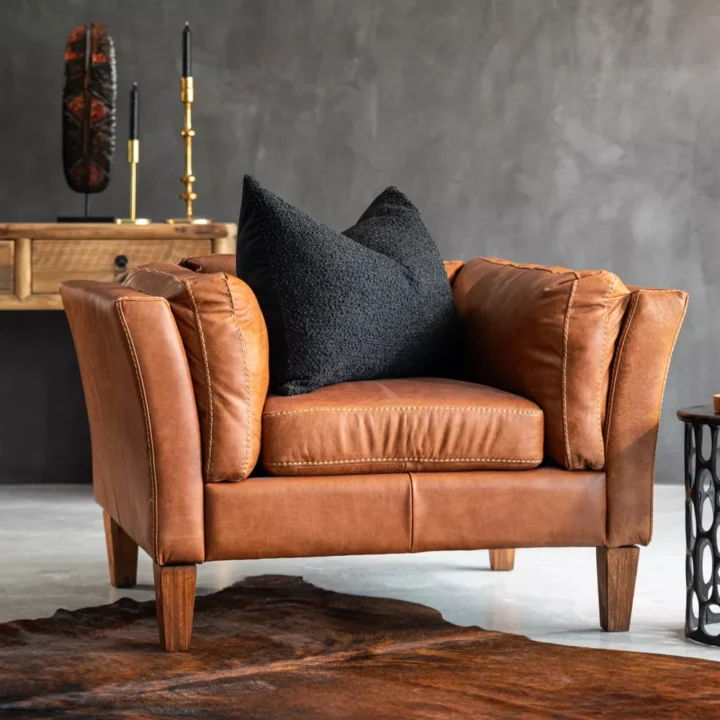 Granger Leather Armchair – Vintage Tan