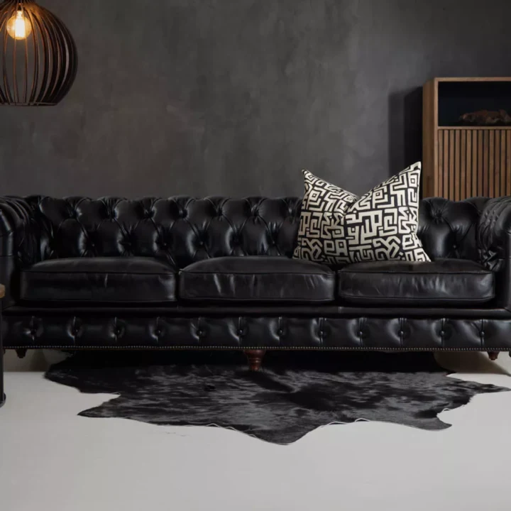 Jefferson Chesterfield 3 Seater Leather Couch – Burnt Tobacco