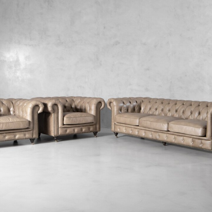 Jefferson Leather Lounge Suite – Smoke