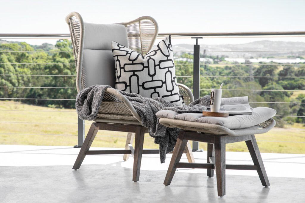 Rosalina Chair With Footstool – Stone