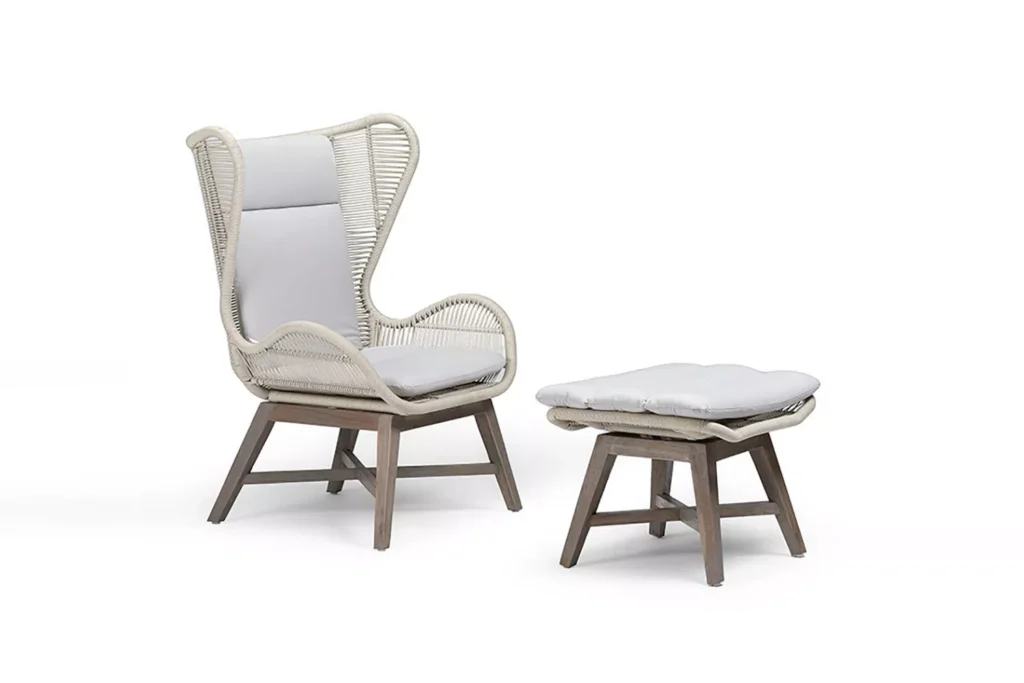 Rosalina Chair With Footstool – Stone