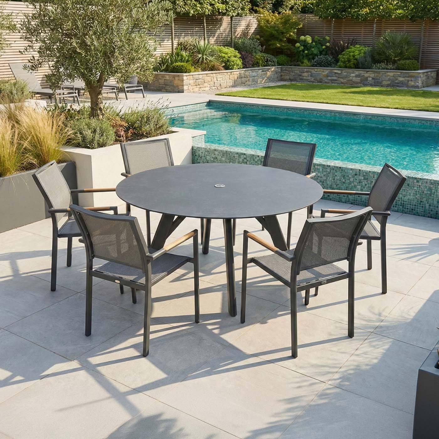 Round Dining Table 150cm – Anthracite With HPL Top