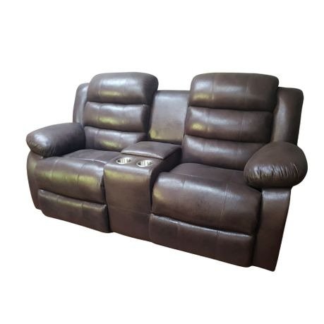 Dark Brown Buffalo Suede Material Two Seater Recliner Couch Sofa