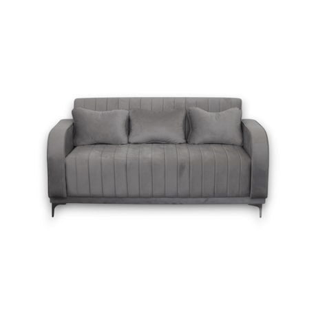 Lifestyle Cozy Sofa Grey Velvet 3 Seater Tuxedo Sofa