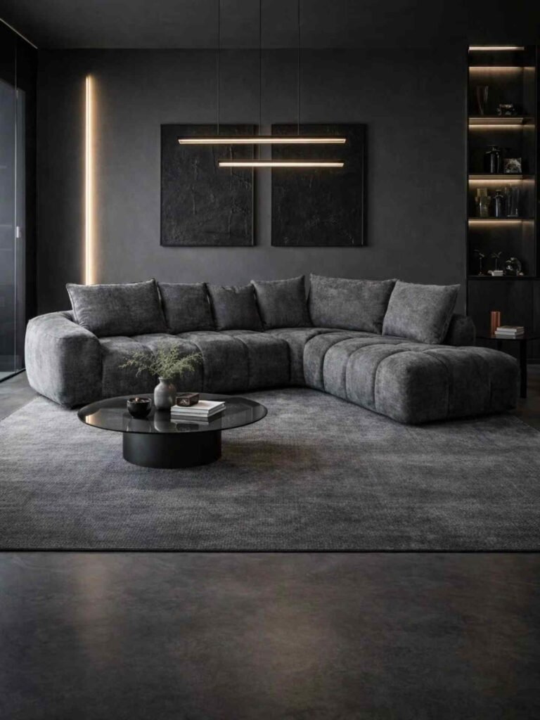 Modern Luxe L Shaped Sectional Sofa With Coffee Table