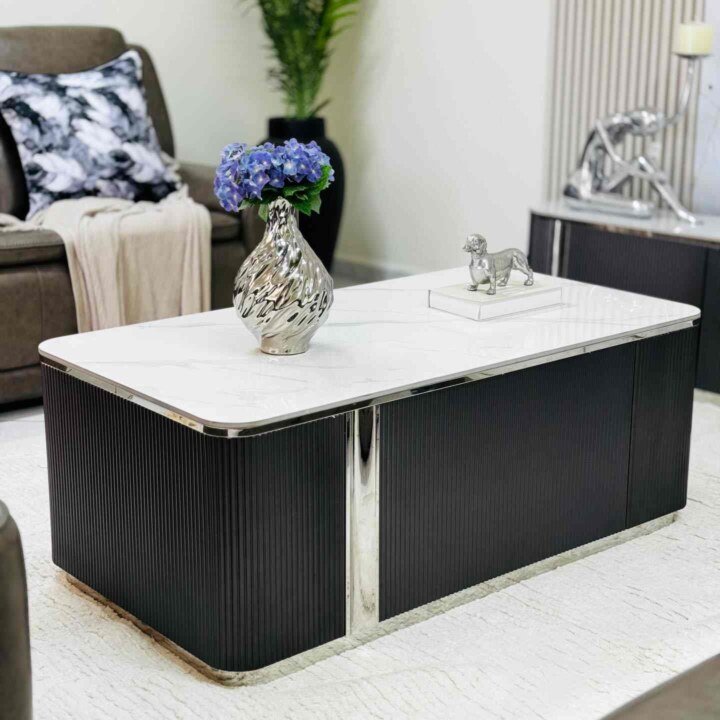 Modern Marble Coffee Table With Metallic Accents