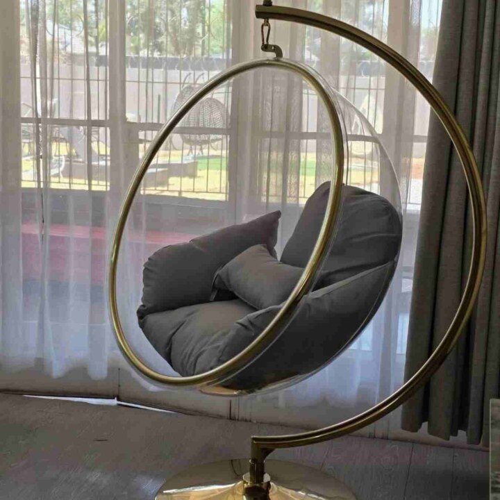 Contemporary Hanging Bubble Chair With Cushions