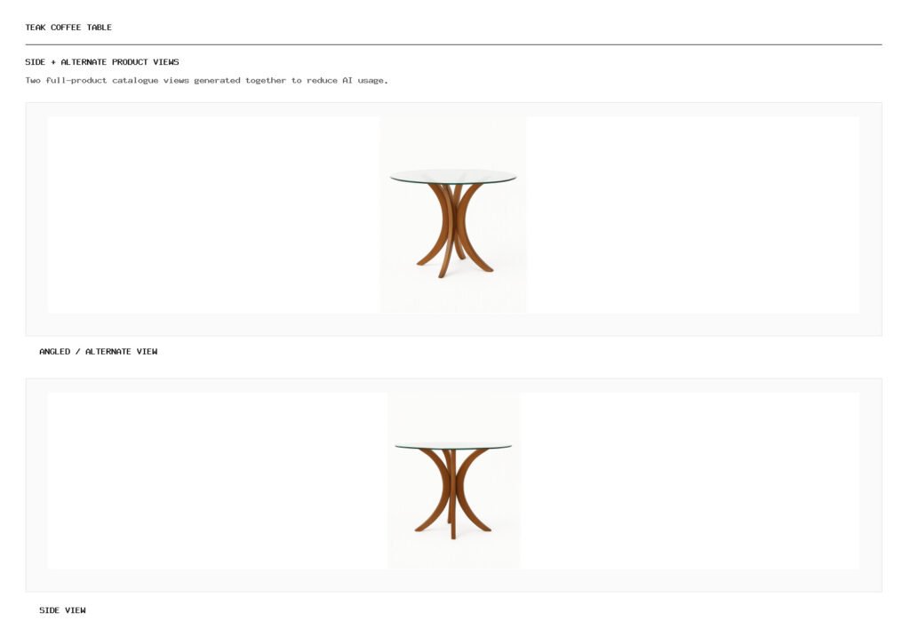 Teak Coffee Table angled alternate and side product views