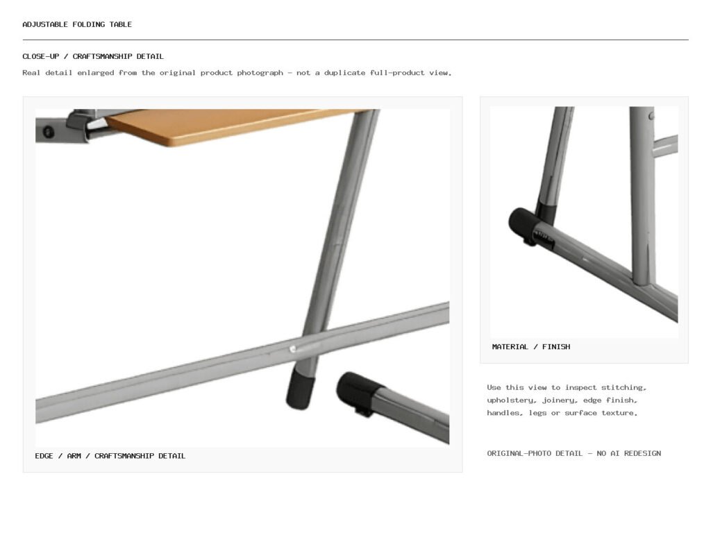 Adjustable Folding Table Closeup
