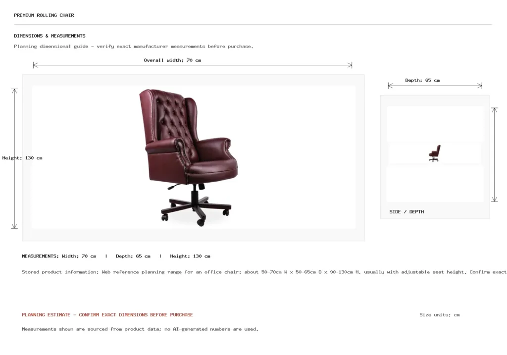 Premium Rolling Chair Dimension