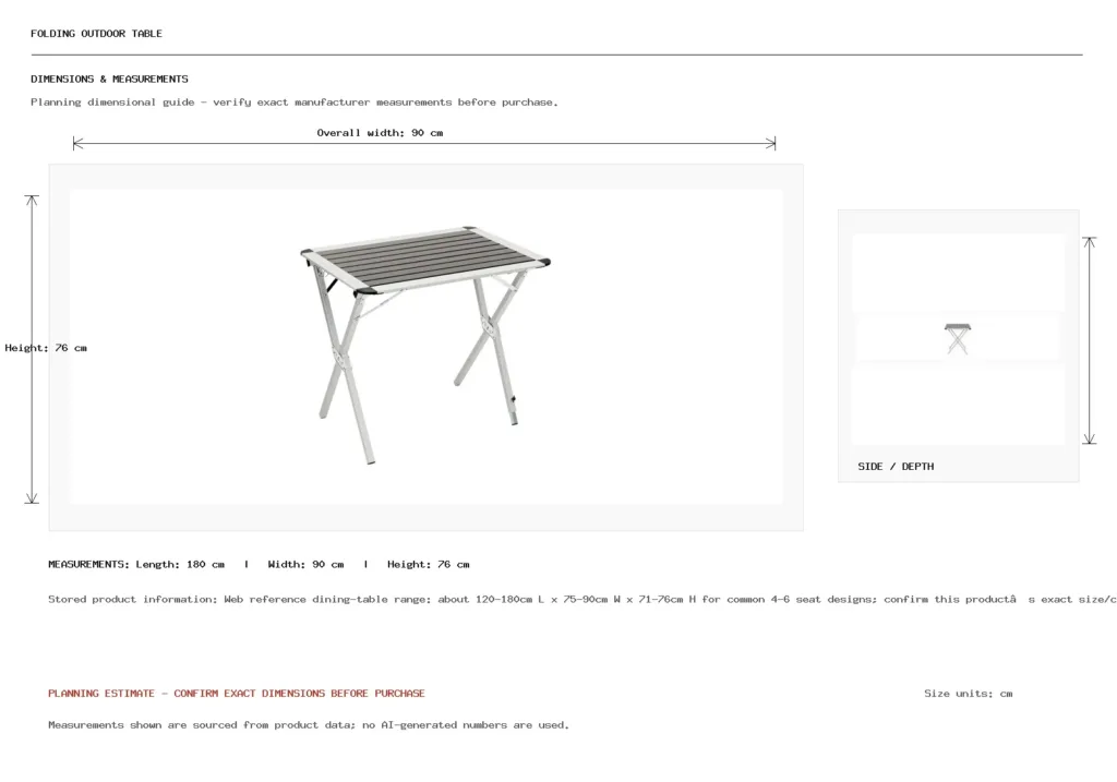 Folding Outdoor Table Dimension