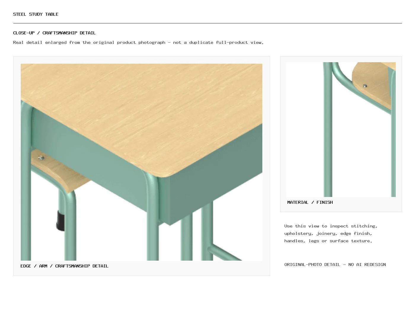 Steel Study Table Closeup