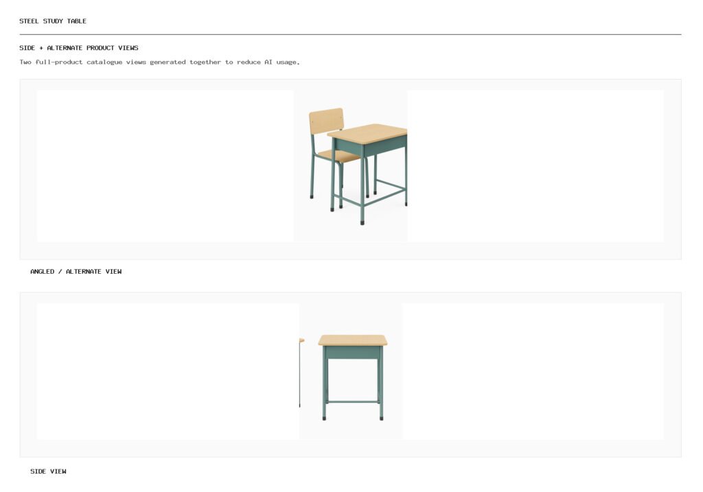 Steel Study Table angled alternate and side product views