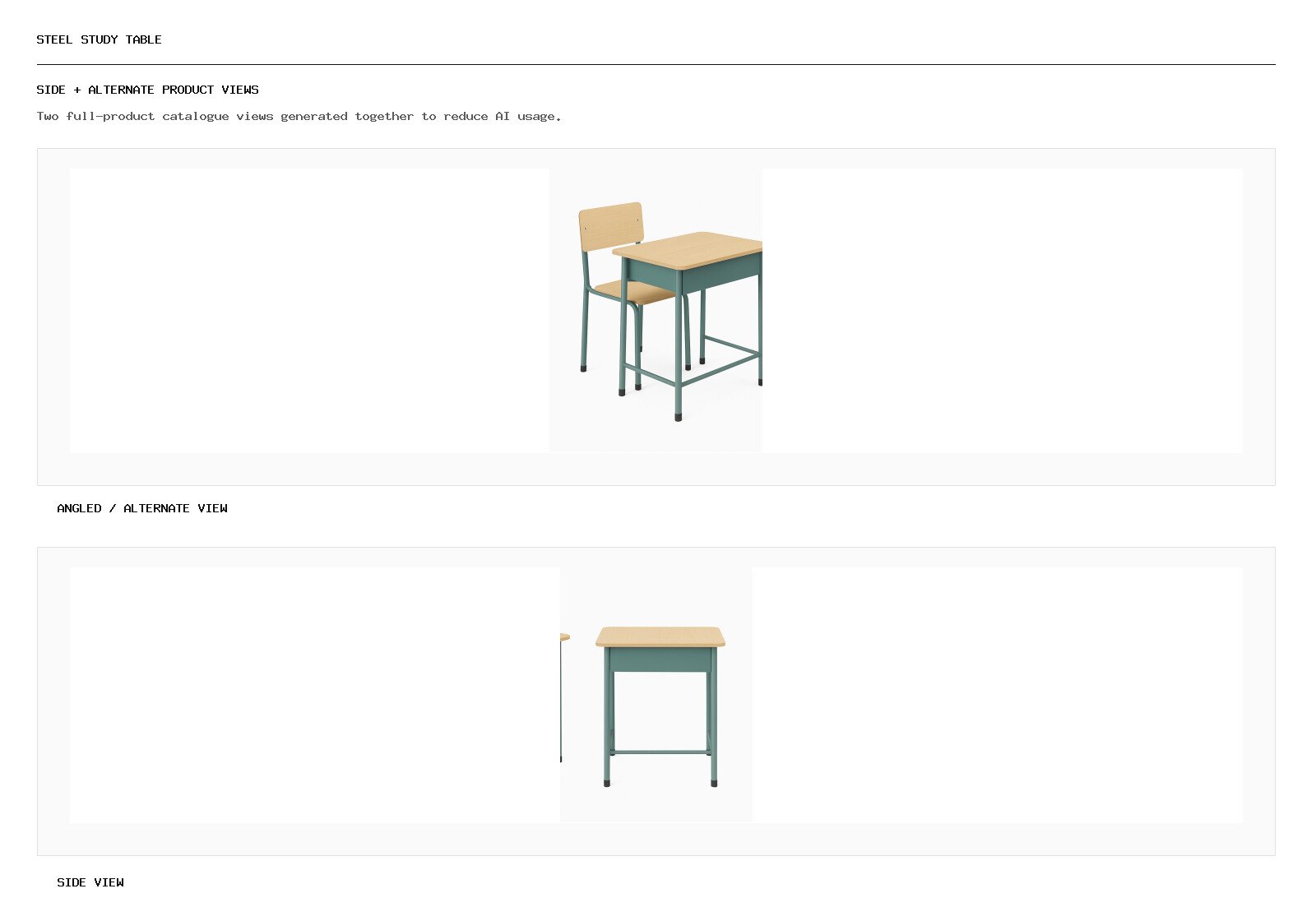 Steel Study Table angled alternate and side product views