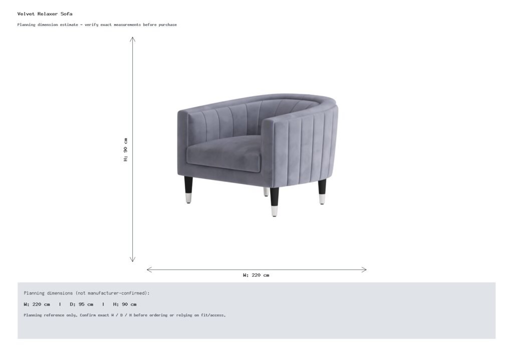 Velvet Relaxer Sofa Dimension