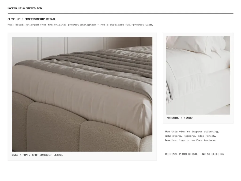 Modern Upholstered Bed Closeup
