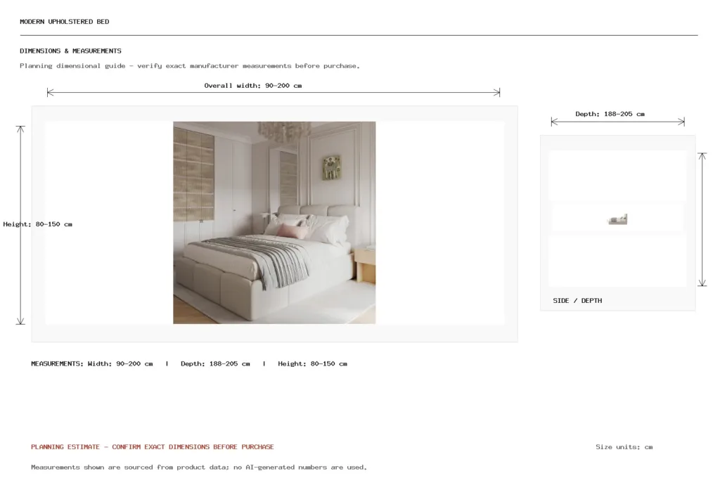 Modern Upholstered Bed Dimension
