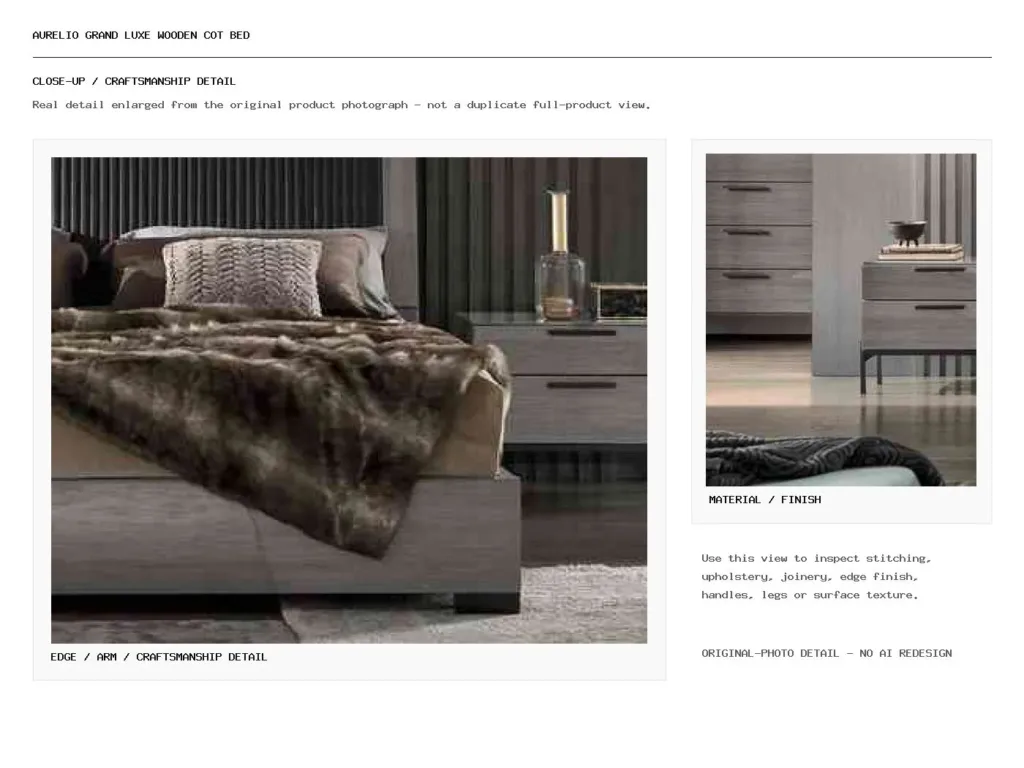 AURELIO GRAND LUXE WOODEN COT BED Closeup