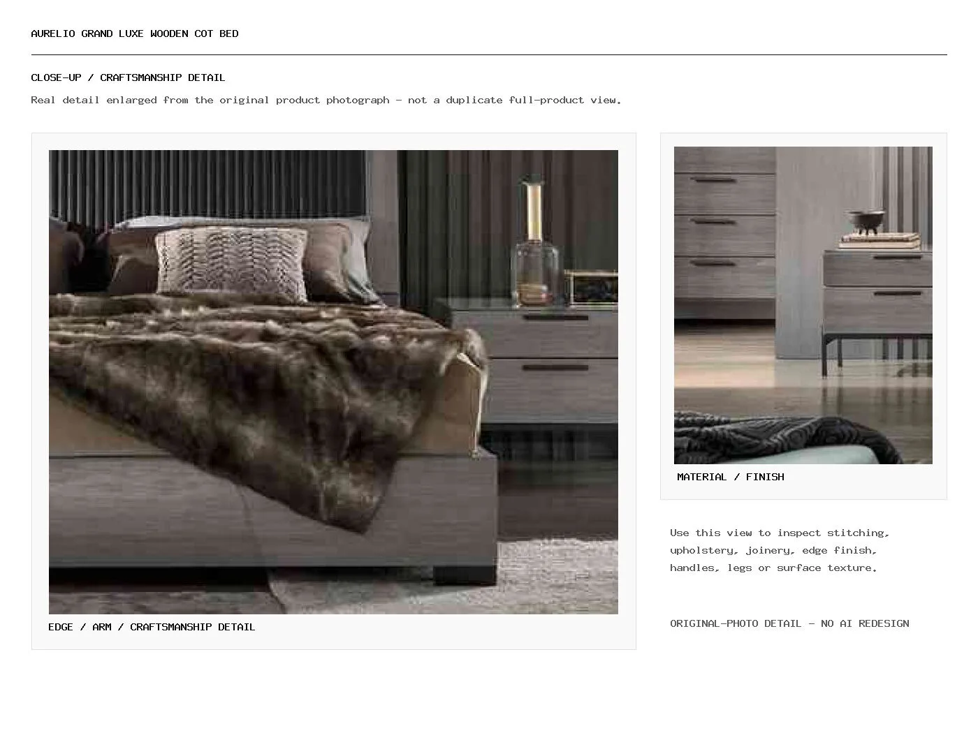 AURELIO GRAND LUXE WOODEN COT BED Closeup