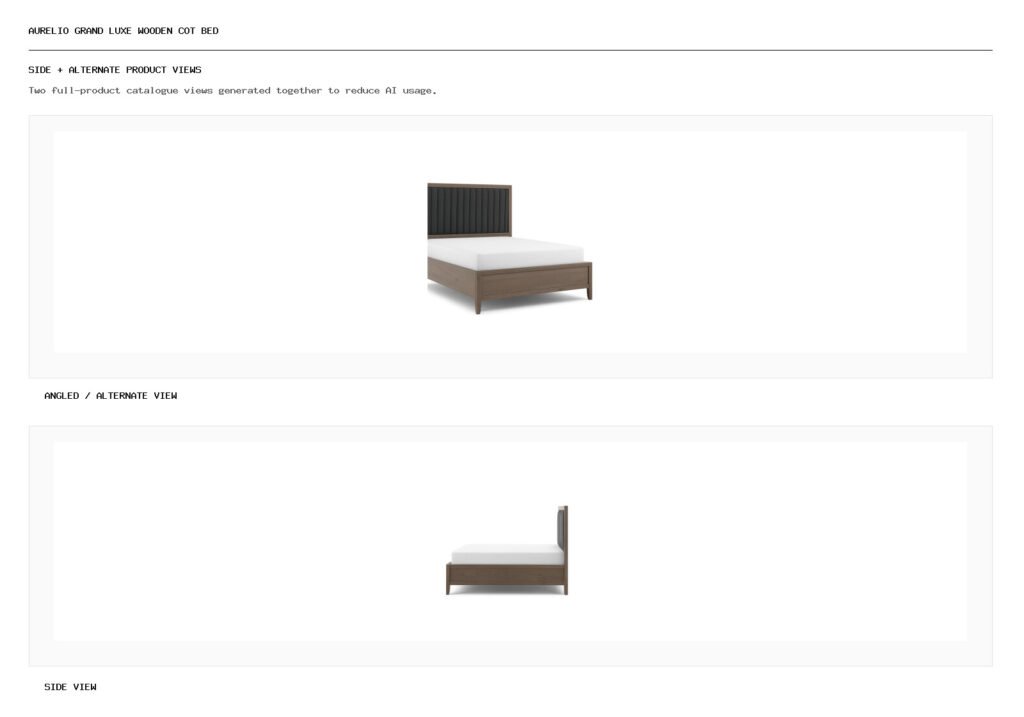 AURELIO GRAND LUXE WOODEN COT BED angled alternate and side product views