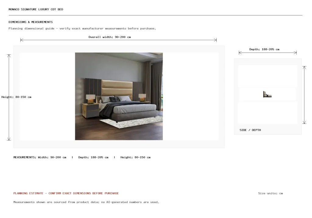 Monaco Signature Luxury Cot Bed Dimension