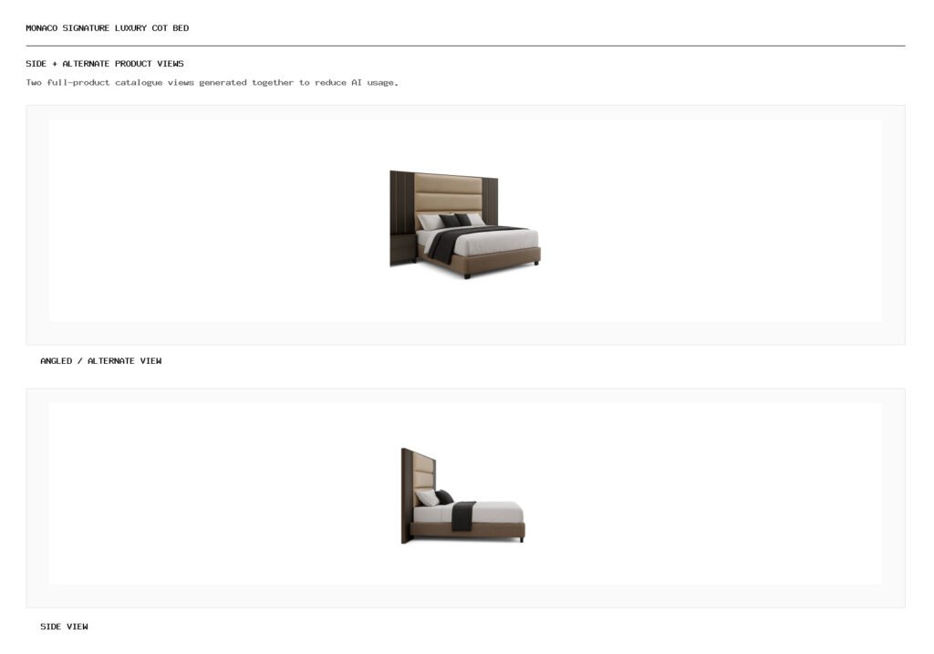 Monaco Signature Luxury Cot Bed angled alternate and side product views