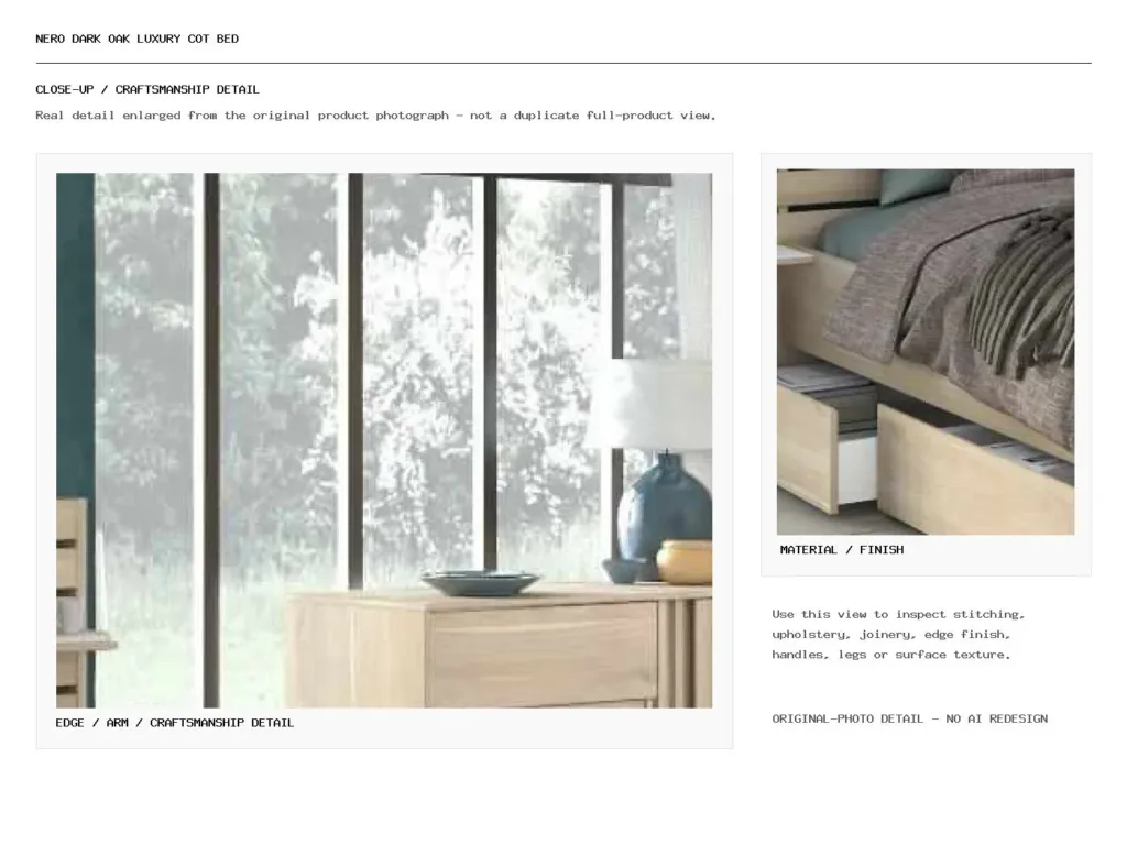 Nero Dark Oak Luxury Cot Bed Closeup