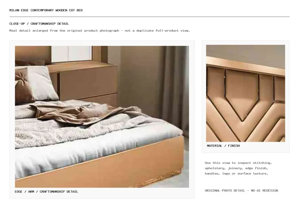 Milan Edge Contemporary Wooden Cot Bed Closeup