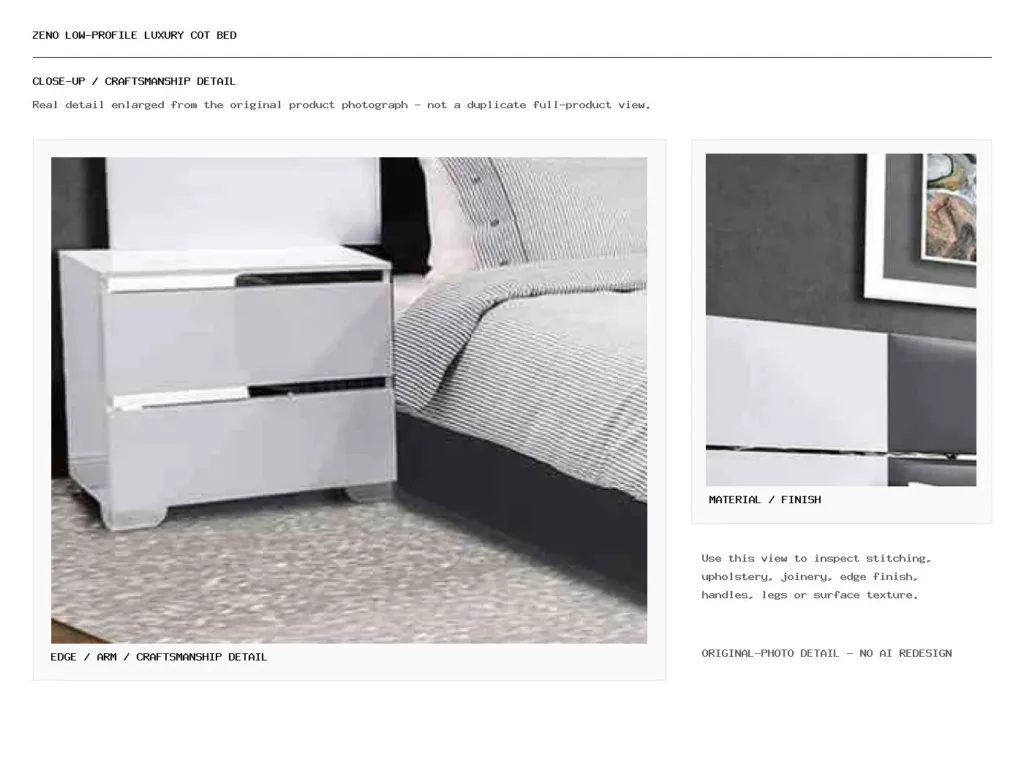 Zeno Low-Profile Luxury Cot Bed Closeup