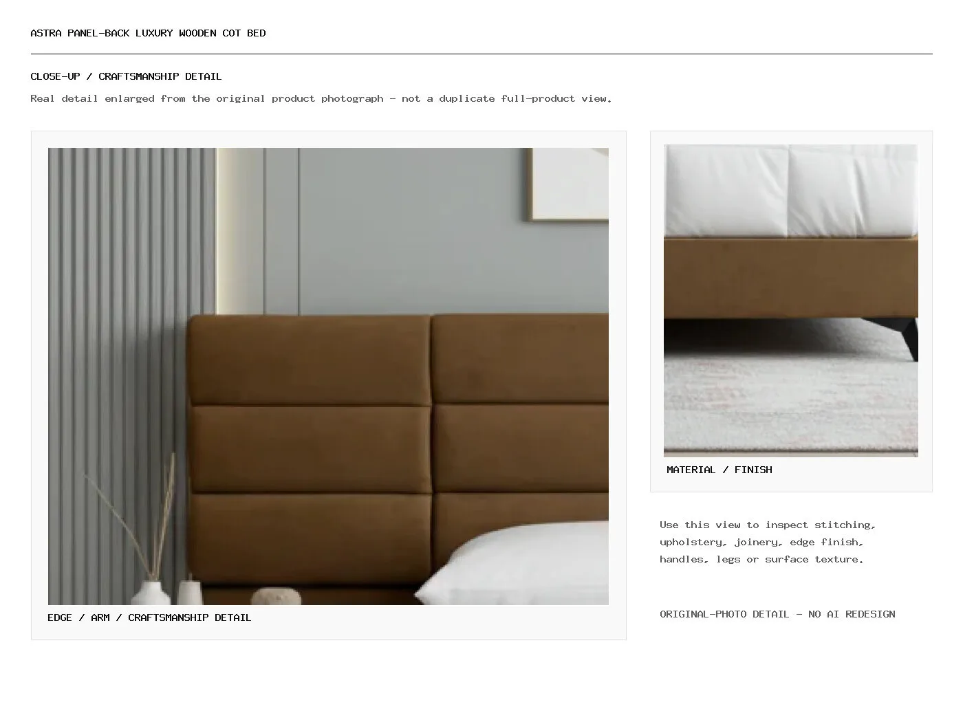 Astra Panel-Back Luxury Wooden Cot Bed Closeup