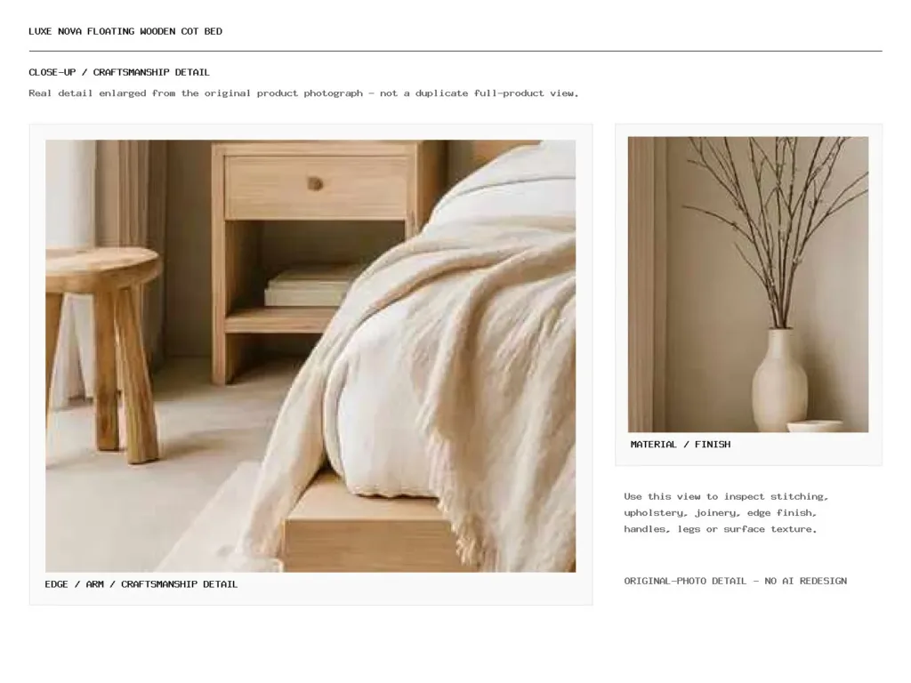 Luxe Nova Floating Wooden Cot Bed Closeup