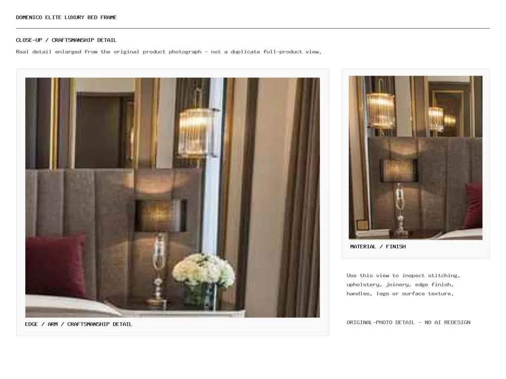 DOMENICO ELITE LUXURY BED FRAME Closeup