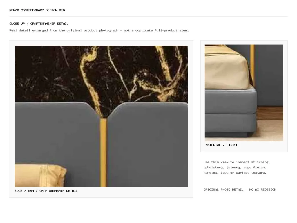 RENZO CONTEMPORARY DESIGN BED Closeup