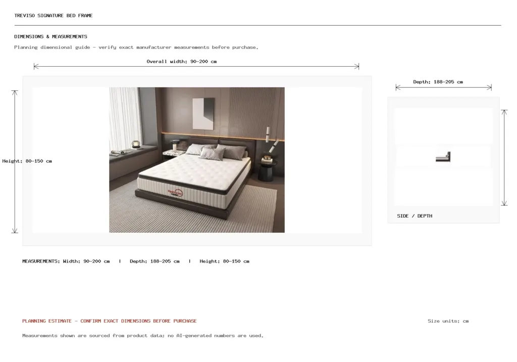 TREVISO SIGNATURE BED FRAME Dimension