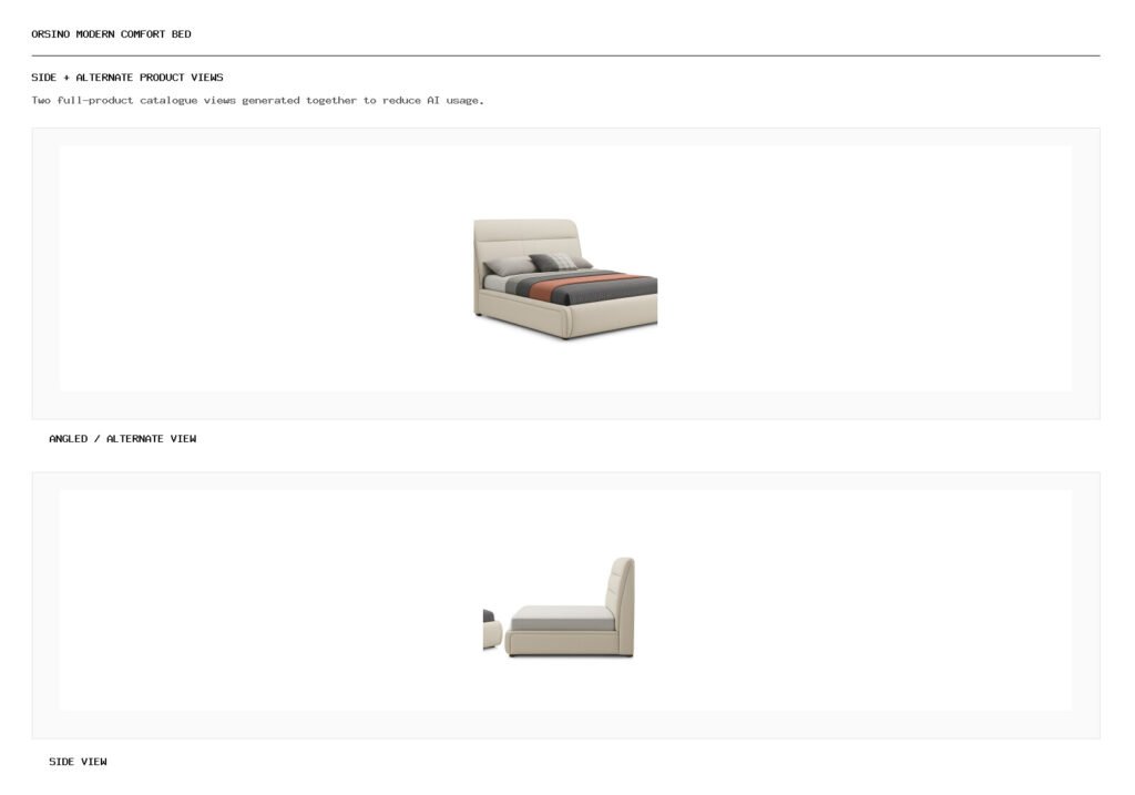 ORSINO MODERN COMFORT BED angled alternate and side product views