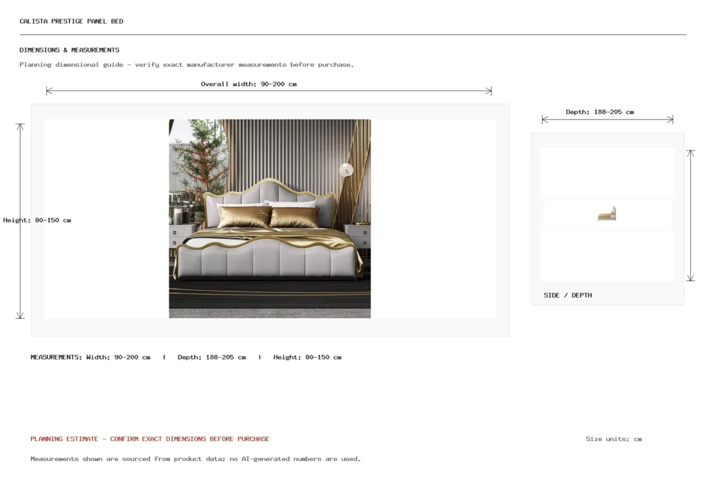 CALISTA PRESTIGE PANEL BED Dimension
