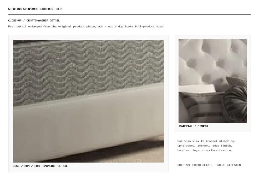 SERAFINA SIGNATURE STATEMENT BED Closeup