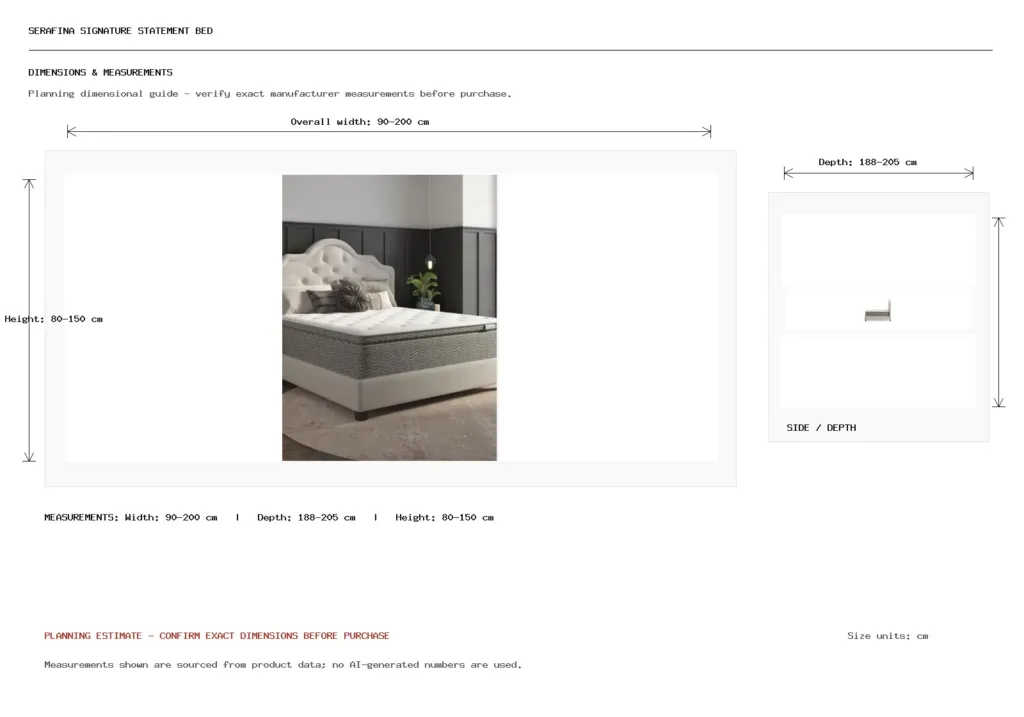 SERAFINA SIGNATURE STATEMENT BED Dimension