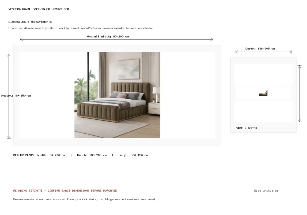 VESPERA ROYAL SOFT-TOUCH LUXURY BED Dimension