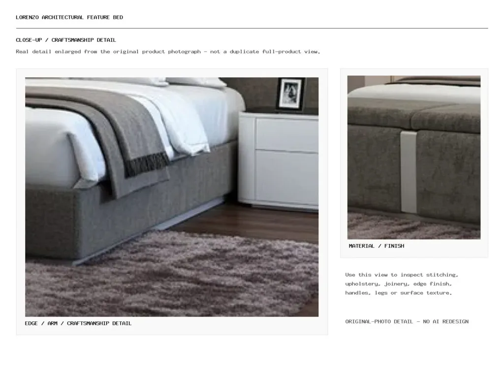 LORENZO ARCHITECTURAL FEATURE BED Closeup